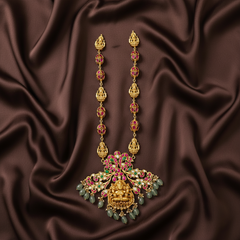 Elegant Grand jadau Lakshmi Pendant With Jadau Chain - KH00362