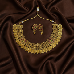Grand Big Nakshi Lakshmi Peacock Kaasu Necklace - NN00957