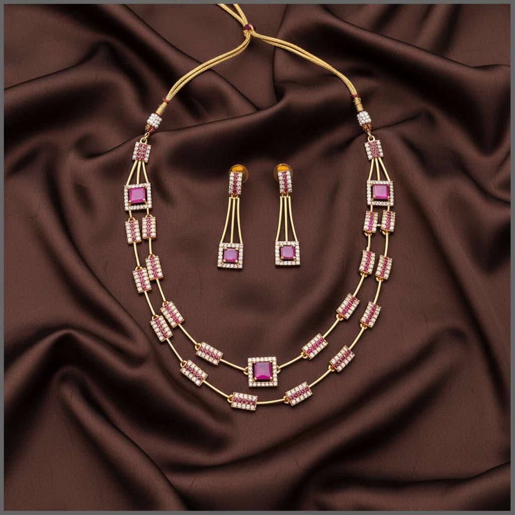 Double Layer  Necklace In Nakshi - NN00819