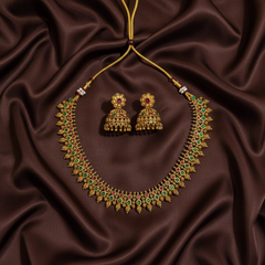 Nakshi Traditional Necklace with Kempu Stones - NN00958
