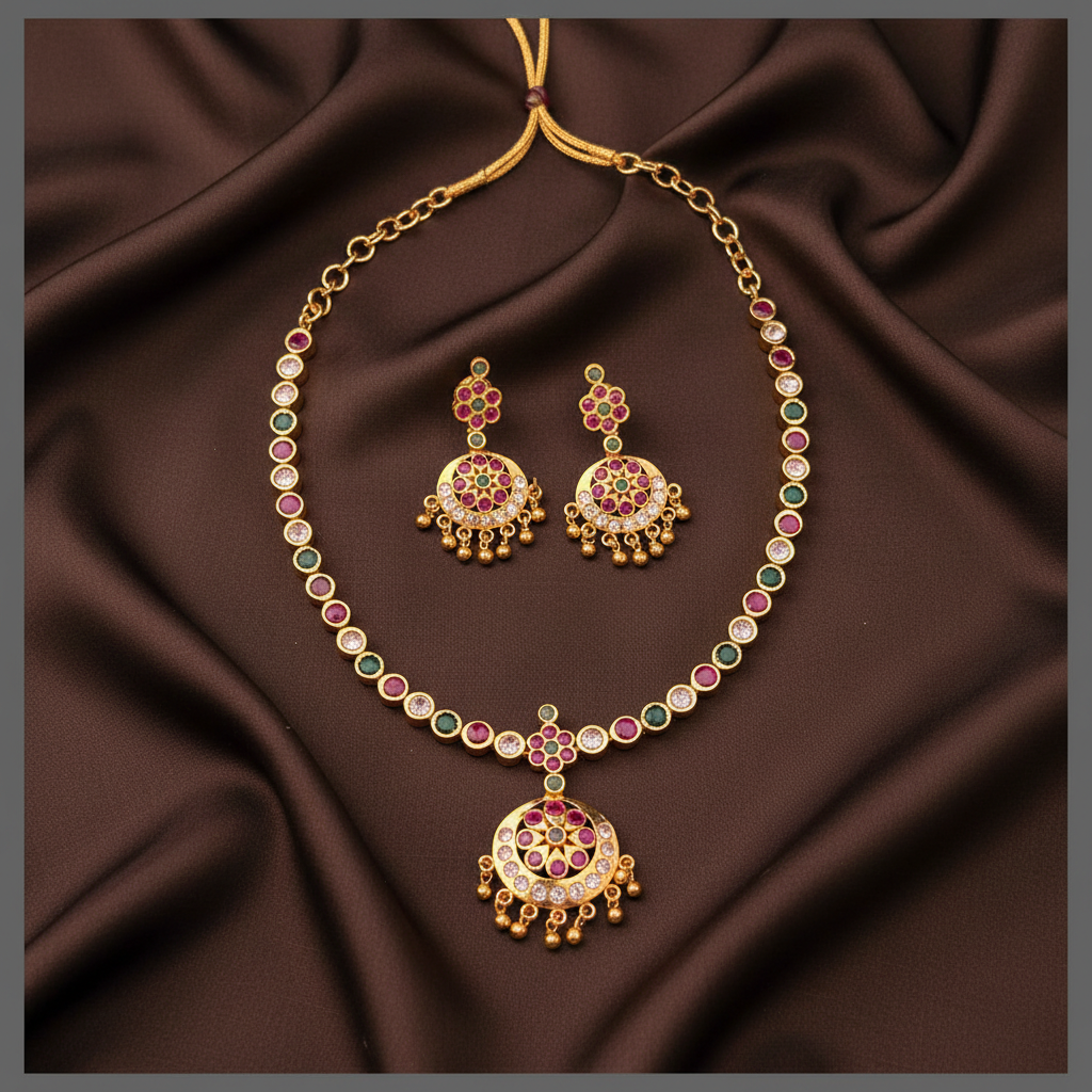 Multicolour Stone Necklace In Nakshi - NN00824