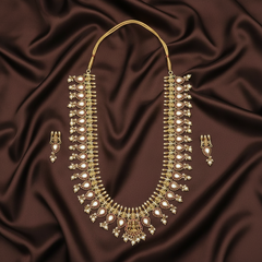 Kempu Long Mango Haram With Pearls - NH00408
