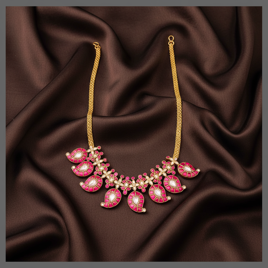 Elagant Jadau Mango Necklace In Kundan - KN00577
