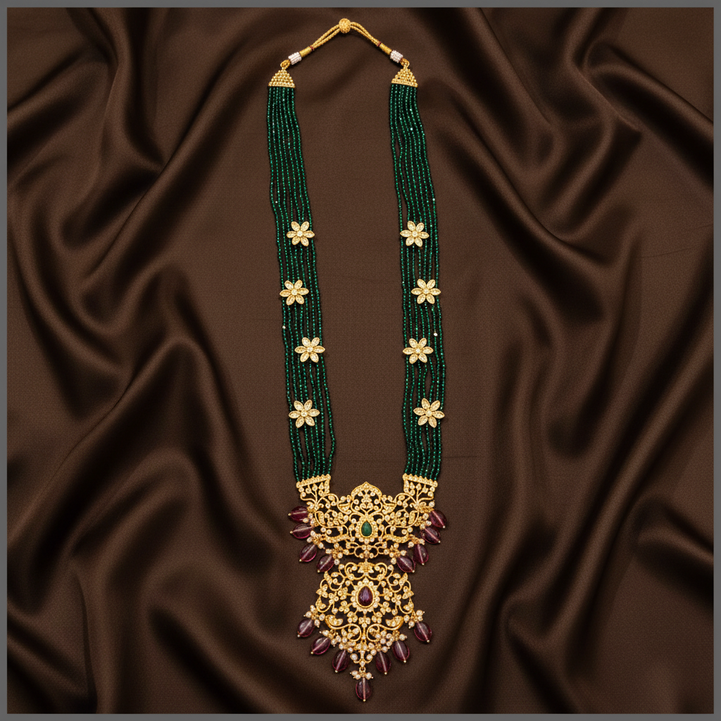 Emerald Pearl Haram With Pendant - PB00541