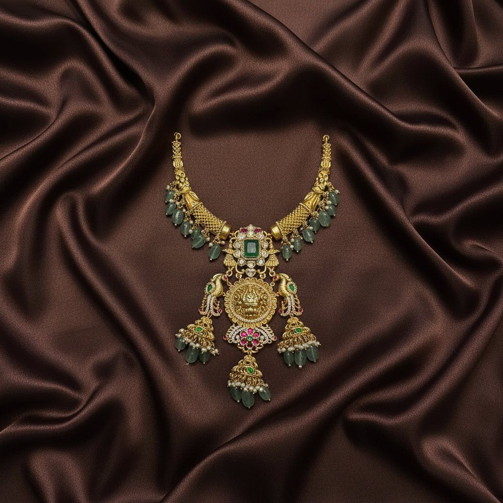 Gold Replica Jadau Mozonite Kante Set - KN00606