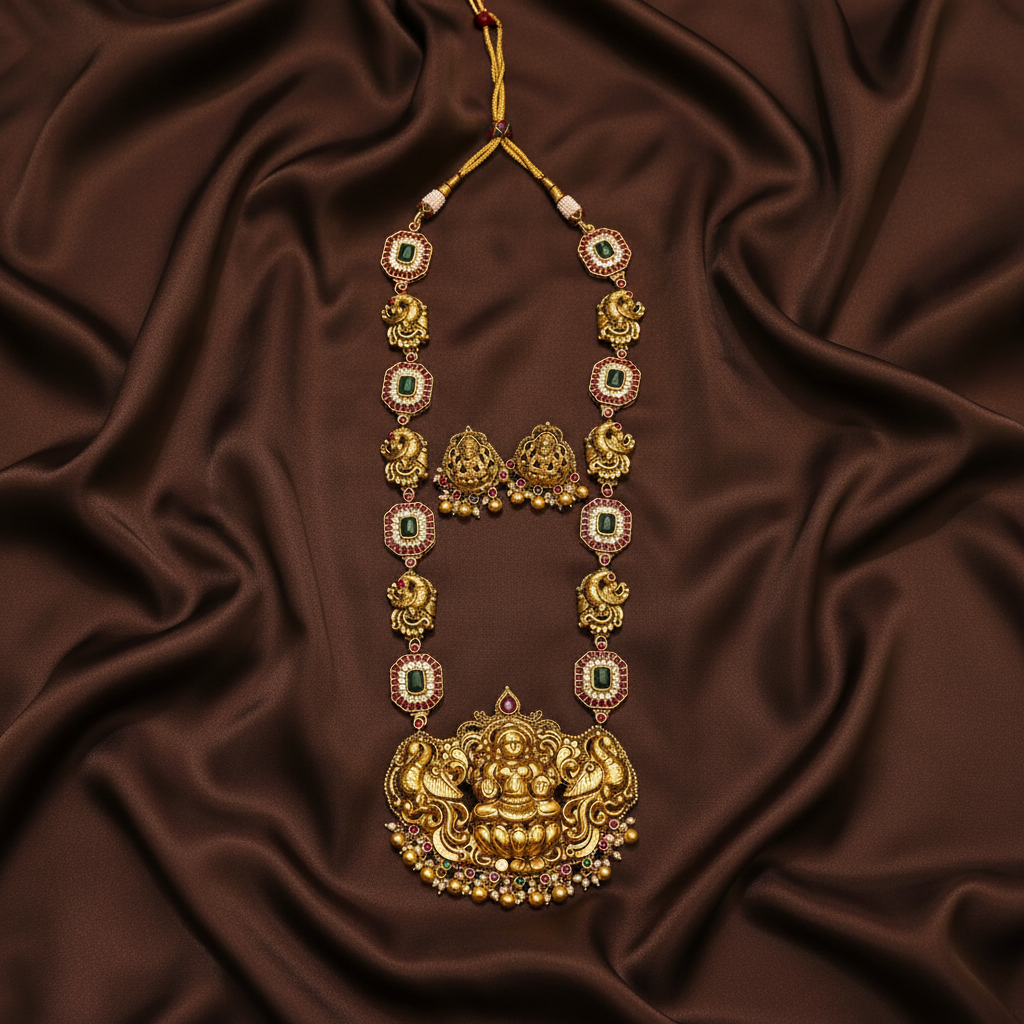 Antique Peacock and Lakshmi Haram - NH00245