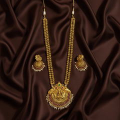 Double Chain Lakshmi Pendant With Beautiful Jhumki - NH00139