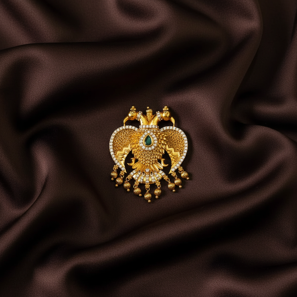 Gandaberunda Pendent in Kempu and  CZ - KP0040
