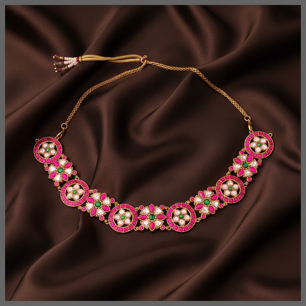 Beautiful Flower Kundan Necklace - KN00567
