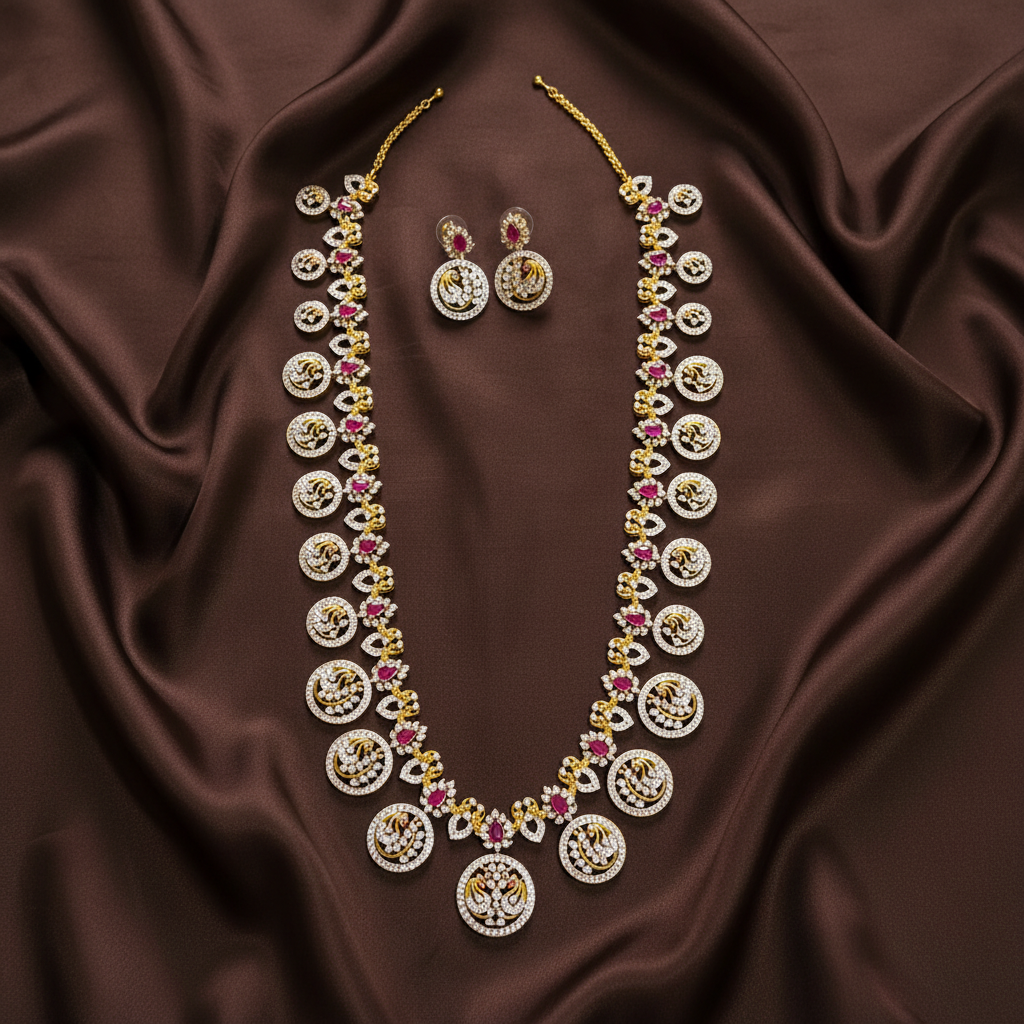 Small Peacock Pendant with White Stone Haram in  Diamond - DH0046