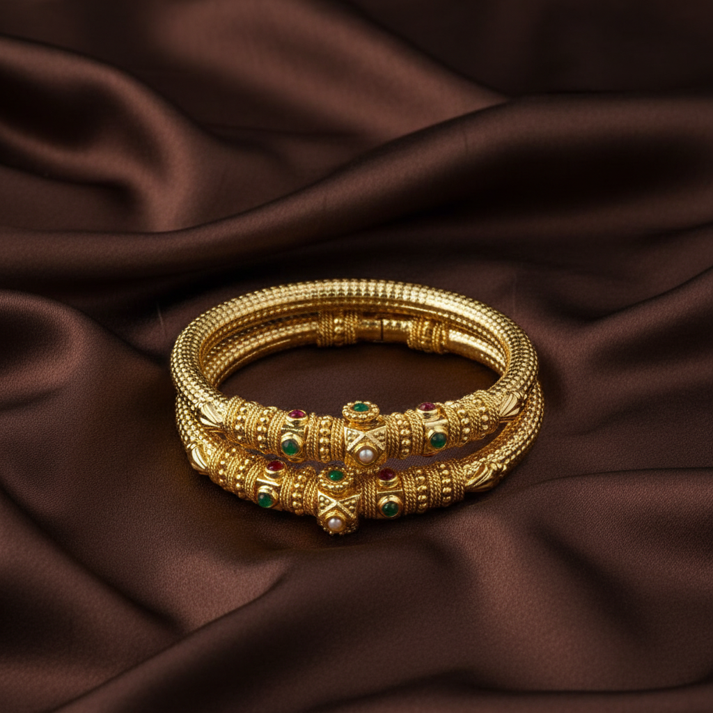 Beautiful Screw Bangles In Nakshi - BG00149