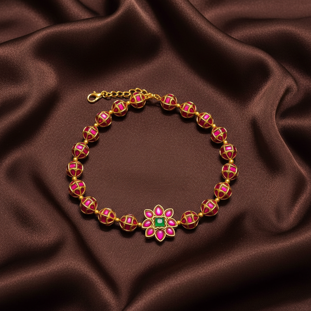 Round ball shape Jadau Necklace - KN00144