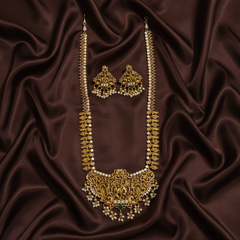 Kempu Gold Replica Krishna Pendant Long Haram - NH00187