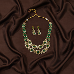 Silver Replica Emerald Stone 2 Layer Set - NN00944