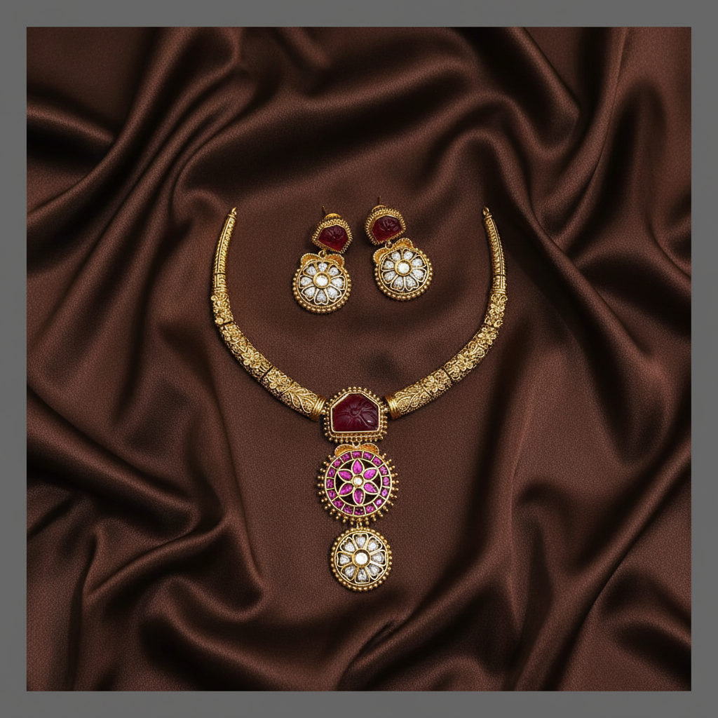 Antic Kante Necklace in Kundan - KN00387