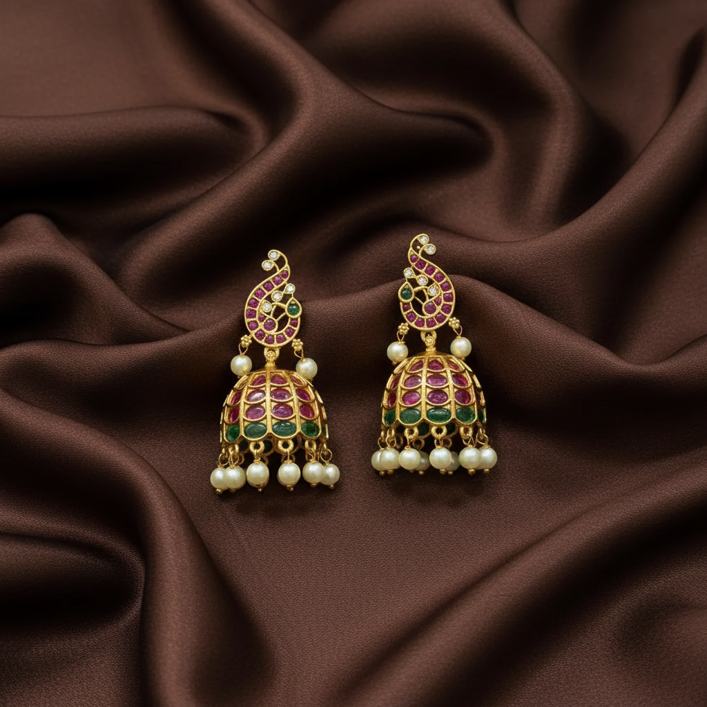Nakshi Peacock Jhumki - NE00636