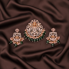 Beautiful Stone Lord Balaji Pendant With Earrings - NP0095