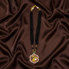 Mango Black Dori With Jadau Peacock Pendant - BD00159