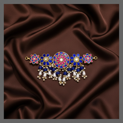 Blue Flower Choker in Kundan - KN00285