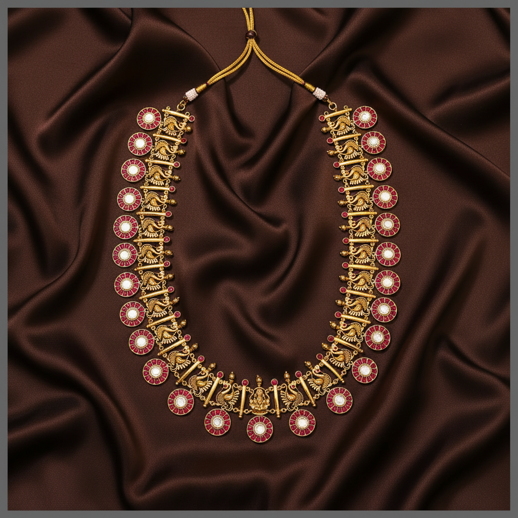Bottu and Peacock Haram In Kundan - KH00278