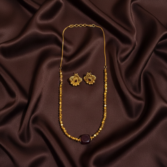 Antique Cute Simple Necklace With Colored Beads and Earring - NN00975