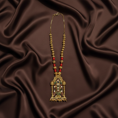 Coral Haram With Meenakshi Amman Pendant - PB00636