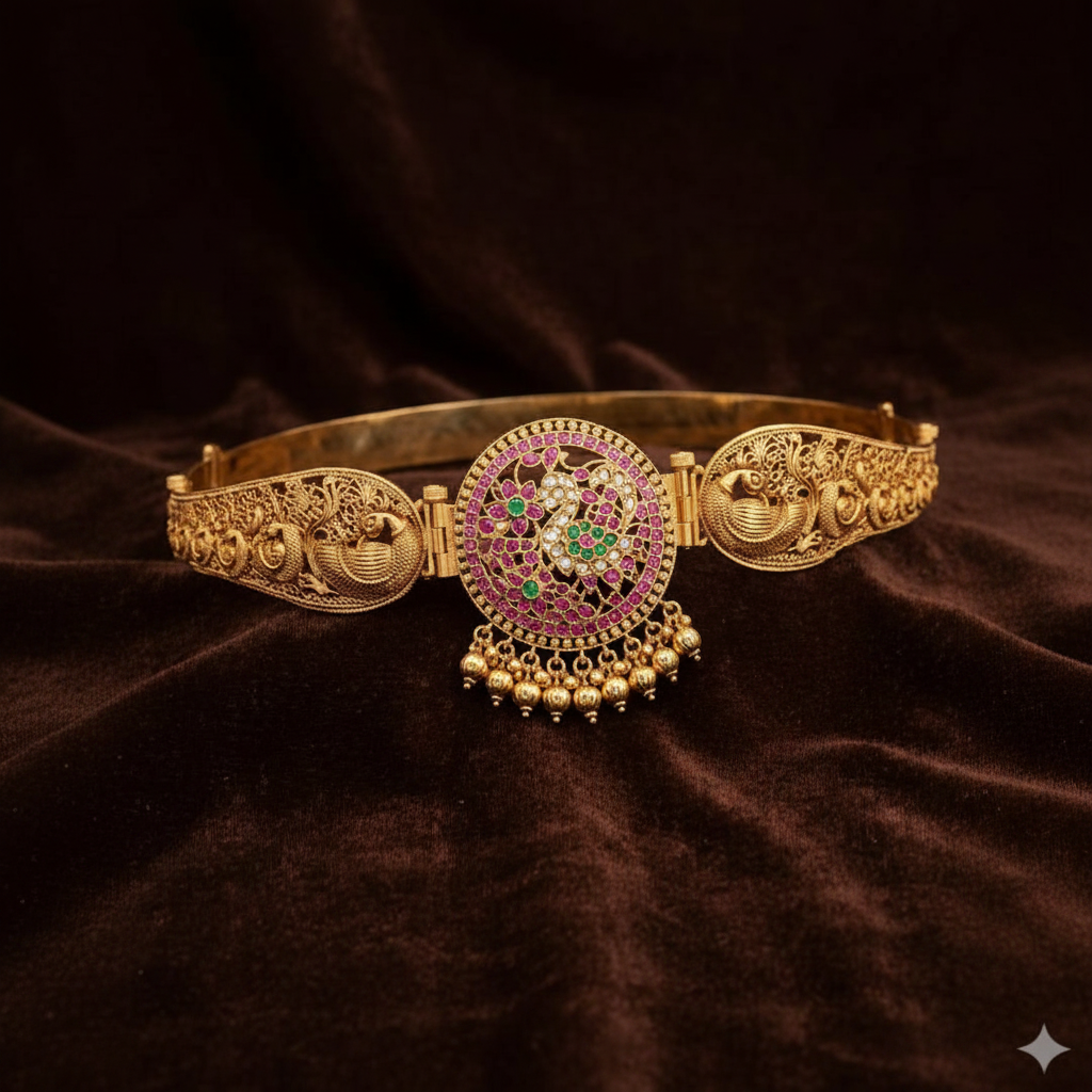 Beautiful Pota Stone Peacock Traditional Waist Belt - WB0023