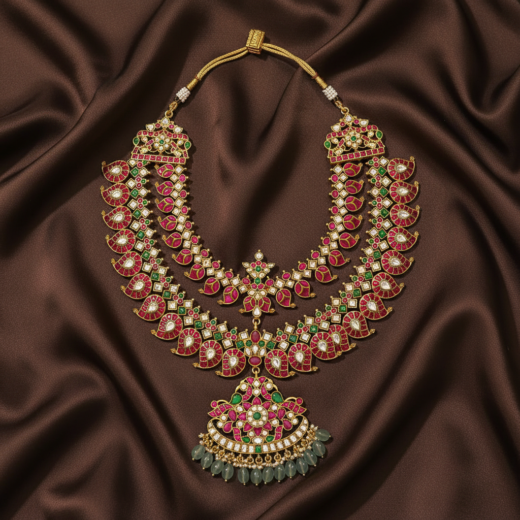 Jadau 2 Layer Mango Necklace - KN00617