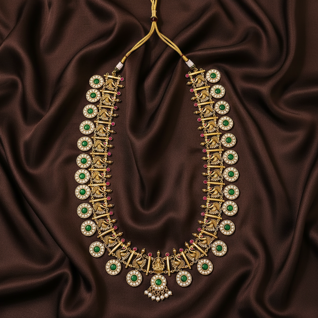 Bottu and Peacock Haram In Kundan - KH00278