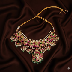 Jadau Flower Pattern Double Step Choker - KN00615