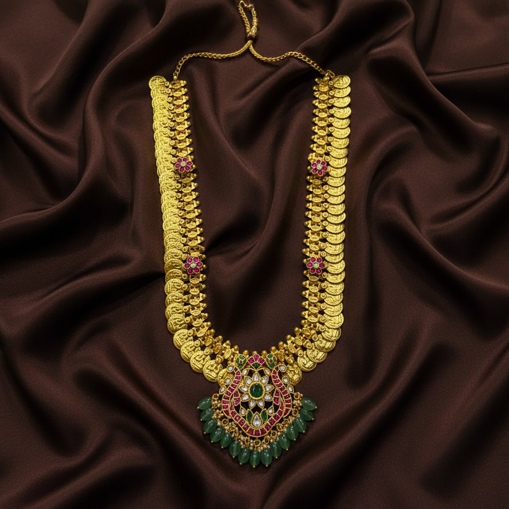 Antique Kaasu Haram with Side pendant - KH00302