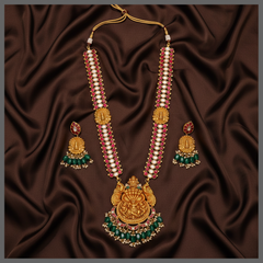 Antique Krishna Pendent haram in Kundan - KH00301