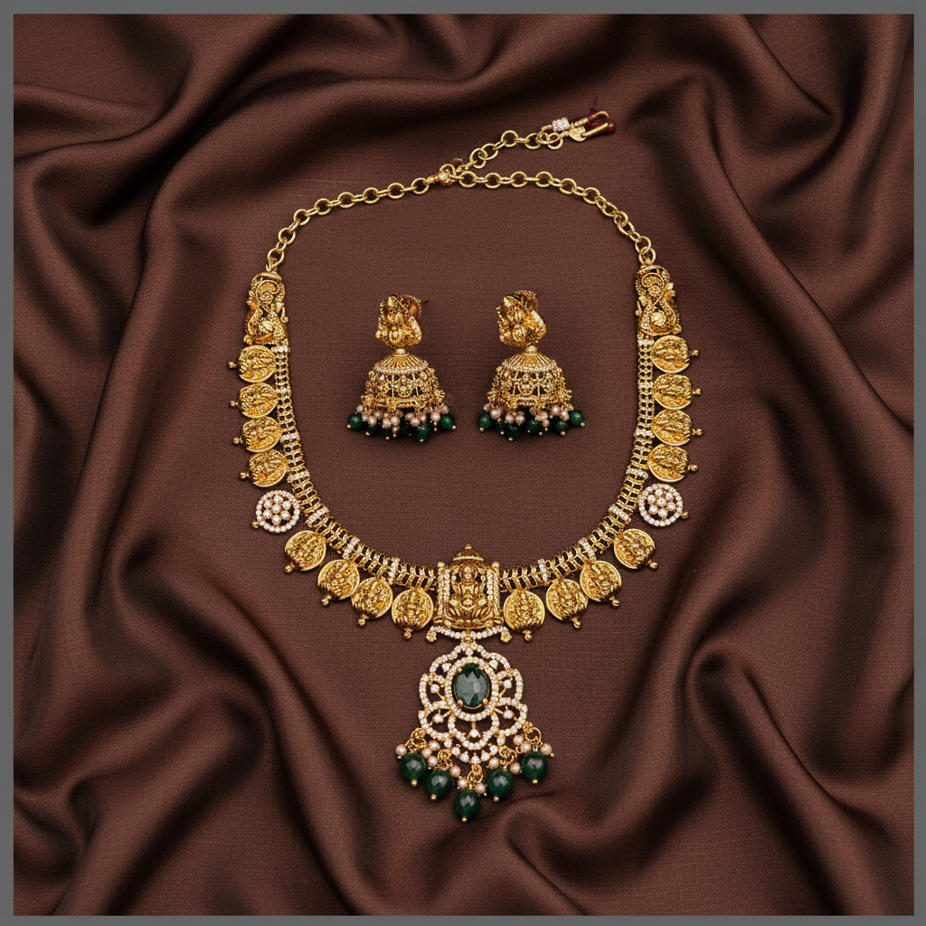 Emerald Nakshi Temple Necklace - NN00861
