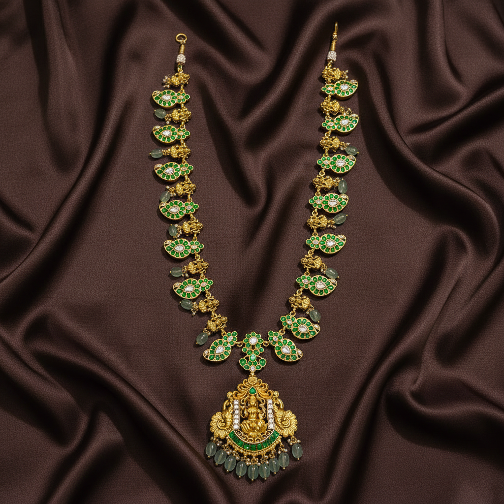Double Sided Mango Haram With Lakshmi Pendant - KN00618