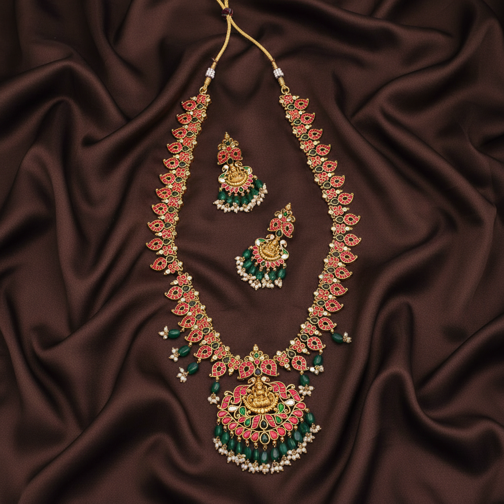 Beautiful Mango Haram With Pendent in Kundan - KH00254