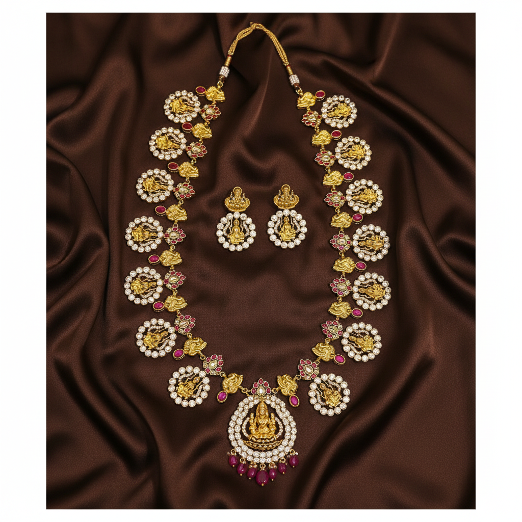 Beautiful Peacock and Lakshmi Kundan Haram - KH00297