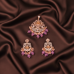 Beautiful Stone Lord Balaji Pendant With Earrings - NP0095