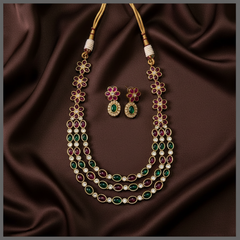 3 Layer Stone Nakshi Necklace - NN00741