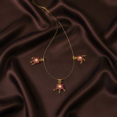 Beautiful Ruby Flower Invisible Chain In Kundan - KN00433