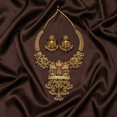 Beautiful Temple Design Lakshmi Kundan Necklace - KN00546