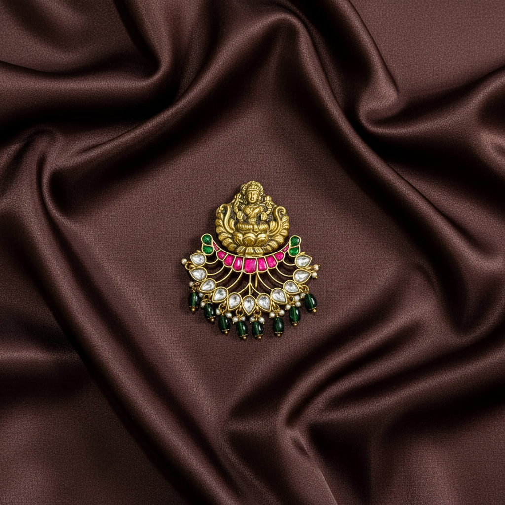Jadau Lakshmi Pendant With Back Hook - KP00205