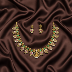 Jadau Replica Stone Short Mango Necklace - KN00662