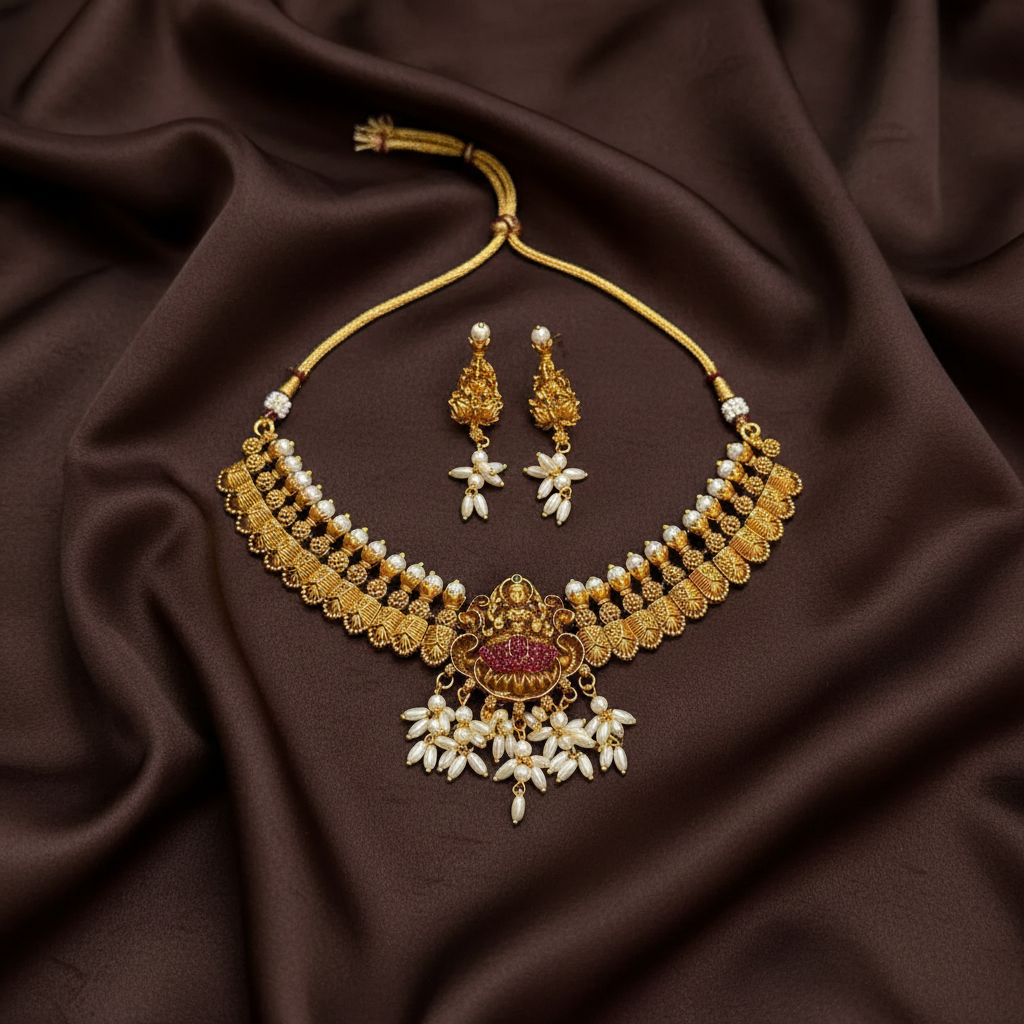 Small Nakshi necklace With Lakshmi Pendant - NN00929