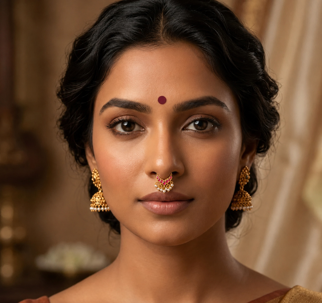 Beautiful Nose Ring With Pearls - NR0039