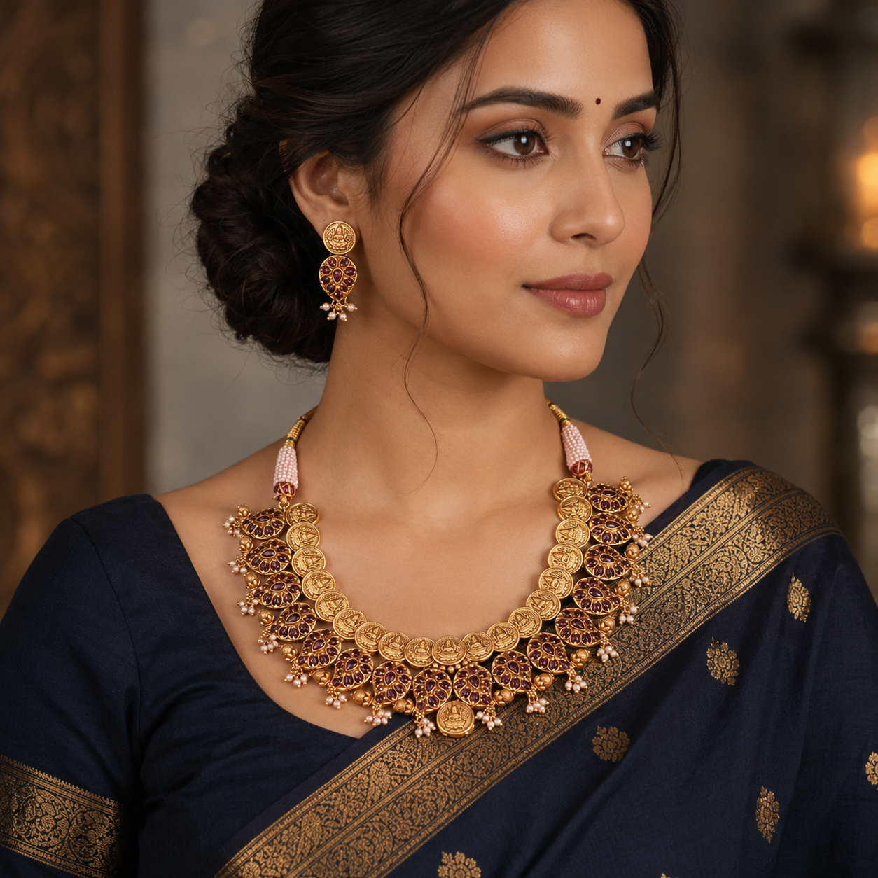 Lakshmi Kaasu and Mango Necklace In Nakshi - NN00833
