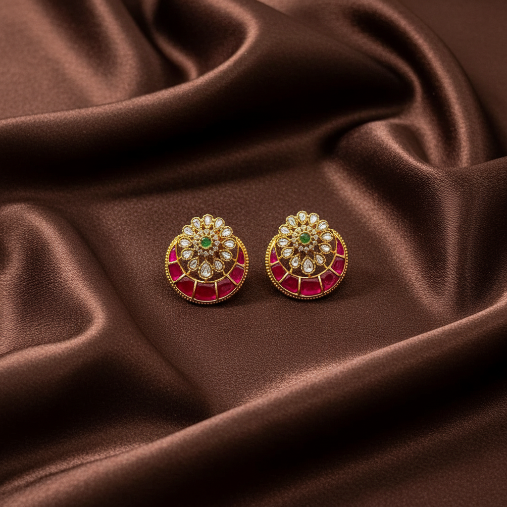 Mozonite Jadau Kundan Ear Studs - KE00584