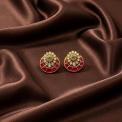 Mozonite Jadau Kundan Ear Studs - KE00584
