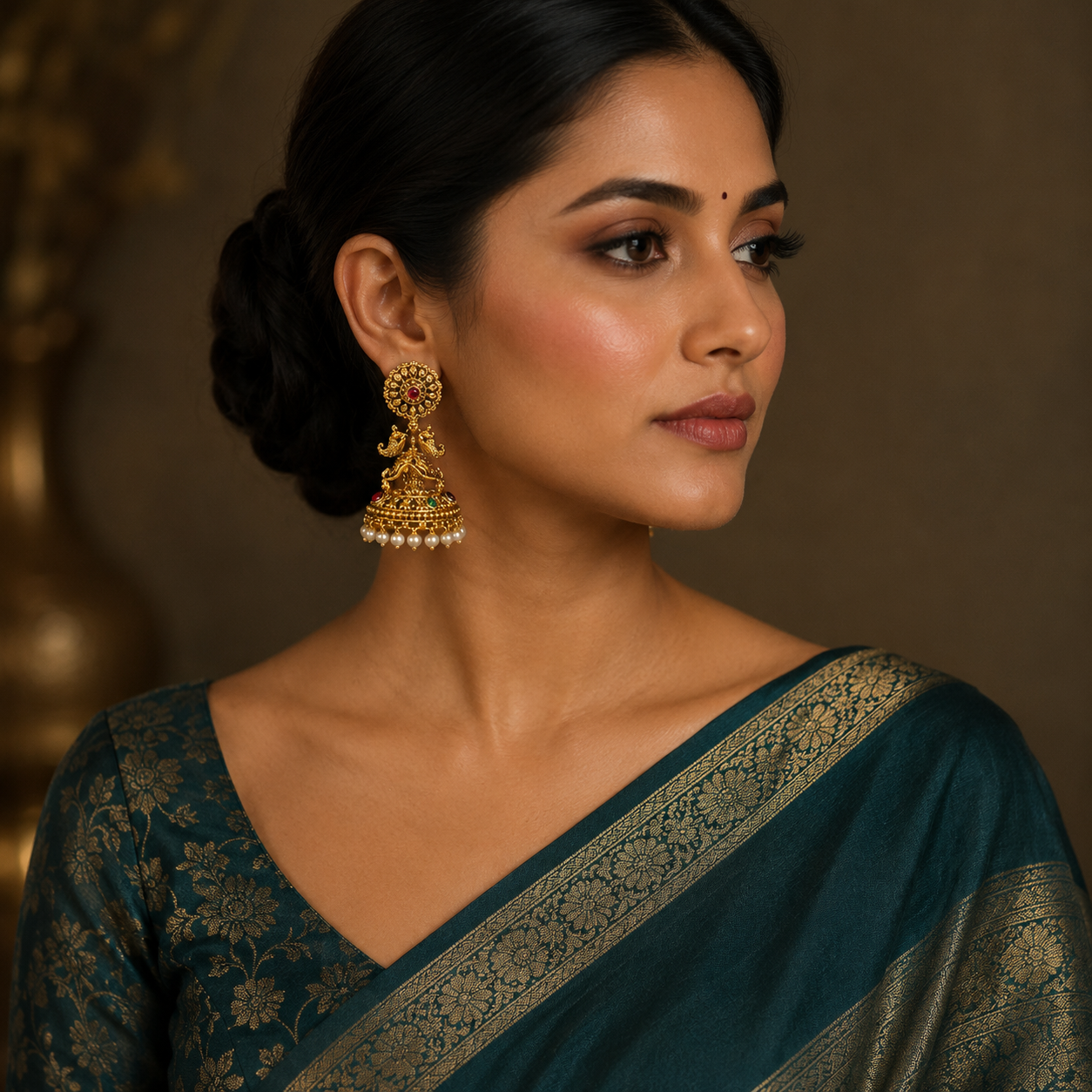 Nakshi Temple Collection Jhumki - NE00639
