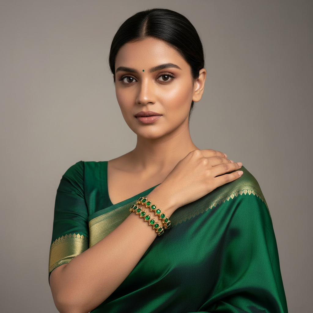 Jadau Round Stone Vintage Model Bangles - BG00681