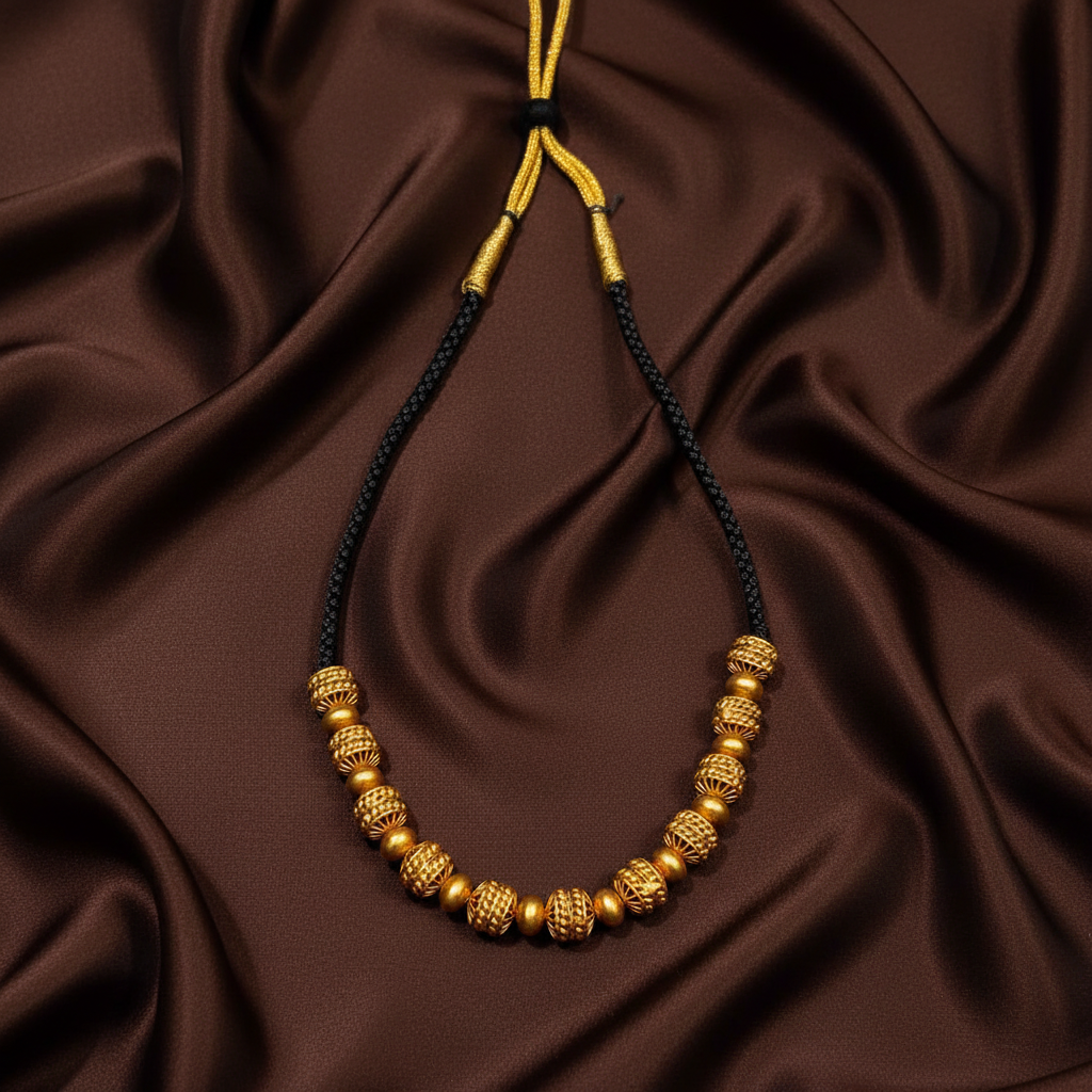 Simple Elegant Black Dori With Nakshi Balls - BD00157